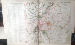 Bacons London & Suburbs Rare Vintage London Petty Sessions Map.