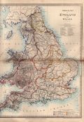 England & Wales Physical Antique Detailed Victorian c1850 Map.