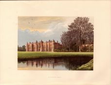 Hengrave Hall Suffolk Gilt-Edge Coloured Antique Book Plate.