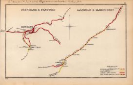 Bryn, Nantyglo, Llandilo, Llandovery Wales Antique Railway Diagram-99.