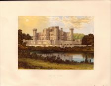 Eastnor Castle Herefordshire Gilt-Edge Coloured Antique Book Plate.