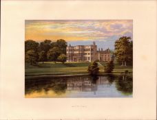Astley Hall Nr Chorley Lancashire Gilt-Edge Coloured Antique Book Plate.