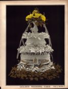Golden Wedding Cake Victorian Antique Chromolithograph Print
