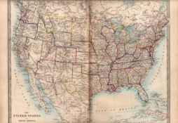 United States Of America Antique Detailed Victorian c1850 Map.