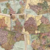 Collection of 11 Coloured Victorian Large Antique Maps GW Bacon 1899 Set 2.