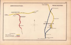 Andoversford Glos / Winchester Hampshire Antique Railway Diagram-132.