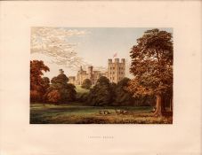 Penrhyn Castle Cornwall Victorian Gilt-Edge Coloured Antique Book Plate.