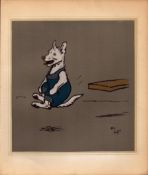 Cecil Aldin Merry Party Rare Antique Book Plate “Doggie On the Diving Board”