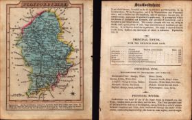 Staffordshire Engraved Hand Coloured George IV Map & Text.
