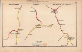 Abergavenny Corwen Brymbo Wales Antique Railway Diagram-119.