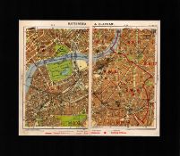 London District Battersea & Clapham Mounted Antique George V Map.