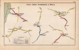 Bath, Chard, Highbridge, & Wells, Antique Railway Junctions Diagram-120.