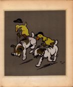 Cecil Aldin Merry Party Rare Antique Book Plate “The Dog & Duck Race”.