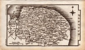 Norfolk Antique Copper Engraved George IV Map by Sidney Hall.