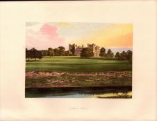 Lumley Castle Chester Le Street Durham Gilt-Edge Coloured Antique Book Plate.