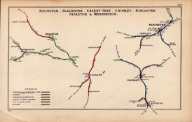 Blackburn Cherry Tree Chorley Lancs Antique Railway Diagram-103.