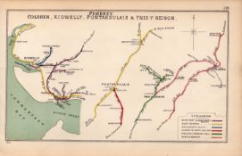 Colbren,Kidwelly,Pontardulais, Wales Antique Railway Diagram-118.