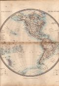 The Western Hemisphere Globe Antique Detailed Victorian c1850 Map.