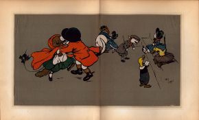 Cecil Aldin Merry Party Rare Antique Large Book Plate “The Dancing Begins”