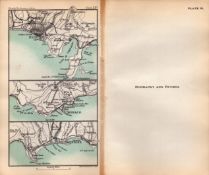 Normandy & the Riviera Double Sided Victorian Antique 1896 Map.