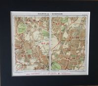 London Dulwich & Sydenham Mounted George V Antique Map.