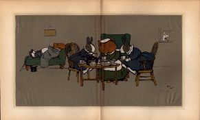 Cecil Aldin Merry Party Rare Antique Large Book Plate “The Tea Party”