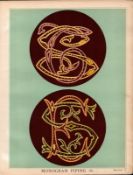 Monogram Piping 4 T Percy Lewis & A.G Bromley Antique Chromolithograph Print.