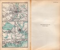 USA Southern States Double Sided Antique 1896 Map.