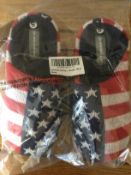 Job Lot 10 x Pairs Men's Dunlop, “USA Stars and Stripes” Memory Foam, Mule Slippers, Size S (6/7)
