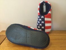 Mens Dunlop “USA Stars & Stripes” Memory Foam, Mule Slippers, Size S (6/7)