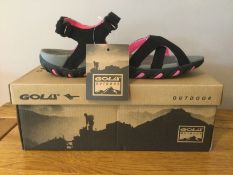 Gola Womens “Cedar” Hiking Sandals, Black/Hot Pink, Size 6 - Brand New