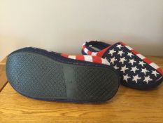Job Lot 10 x Pairs Men's Dunlop, “USA Stars and Stripes” Memory Foam, Mule Slippers, Size L (10/1...