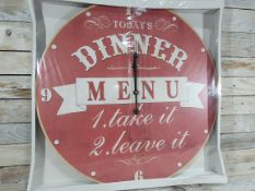 Giant 60cm Wooden Printed Clock - Today's Dinner Menu Design RRP £30