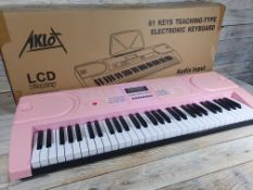 New Pink Aklot 61 Key Electronic Keyboard. Teaching-Type With LCD Display. RRP £125