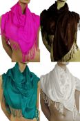 4 x Pashmina Scarves. 30% Silk, 70% Pashmina Wool. Turquoise, Chocolate, Hot Pink, White. RRP £6...