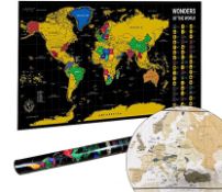 5 x Scratch Off World Maps. Maps Marked With Landmarks From Around The World. RRP £75