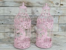 2 x Pink Decorative Birdcages. 32cm x 13cm. Beautiful Household Decoration. RRP £30