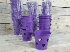 Pack of 48 Purple Decorative Pales With Heart Cut-Out Decoration. Approx 52mm High. RRP £144