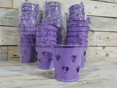 Pack of 48 Lavender Decorative Pales With Heart Cut-Out Decoration. Approx 52mm High. RRP £144