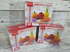 3 x Wondertoys Wooden Food Cutting Toys. Great For Hand-Eye Coordination. RRP £30