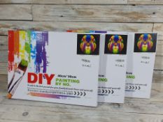3 x DIY Painting By Numbers Framed Canvas Picture 40X30cm. Beautiful Lion Head Design. RRP £48