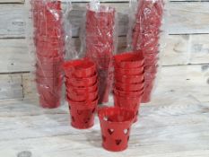 Pack of 48 Red Decorative Pales With Heart Cut-Out Decoration. Approx 52mm High. RRP £144