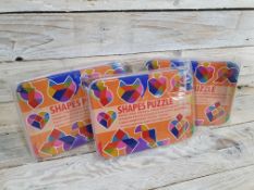 3 x Wooden Shapes Puzzle In Tin. Comes With Shape Puzzle Cards. RRP £15