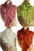 4 x Pashmina Scarves. 30% Silk, 70% Pashmina Wool. Lavender, Rust, Sage, Cream/Ivory. RRP £60