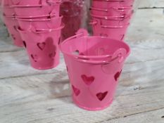 Pack of 48 Dark Pink Decorative Pales With Heart Cut-Out Decoration. Approx 52mm High. RRP £144