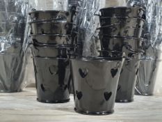 Pack of 48 Black Decorative Pales With Heart Cut-Out Decoration. Approx 52mm High. RRP £144