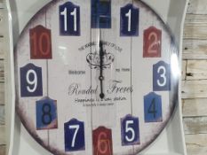 New Large 60cm Wooden Printed Clock - Warmly Family Design, RRP £30