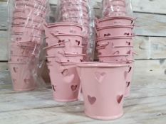 Pack of 48 Light Pink Decorative Pales With Heart Cut-Out Decoration. Approx 52mm High. RRP £144