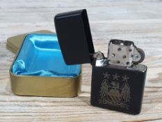 Manchester City FC Silver Petrol Lighter. Comes In Presentation Box. RRP £24