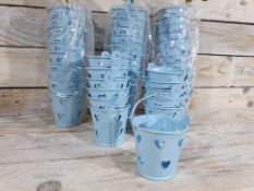 Pack of 48 Light Blue Decorative Pales With Heart Cut-Out Decoration. Approx 52mm High. RRP £144